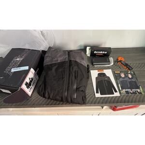 Hooded Mens Heated Jacket 3XL Black Gray 2000mAh Battery Pack & Charger Included